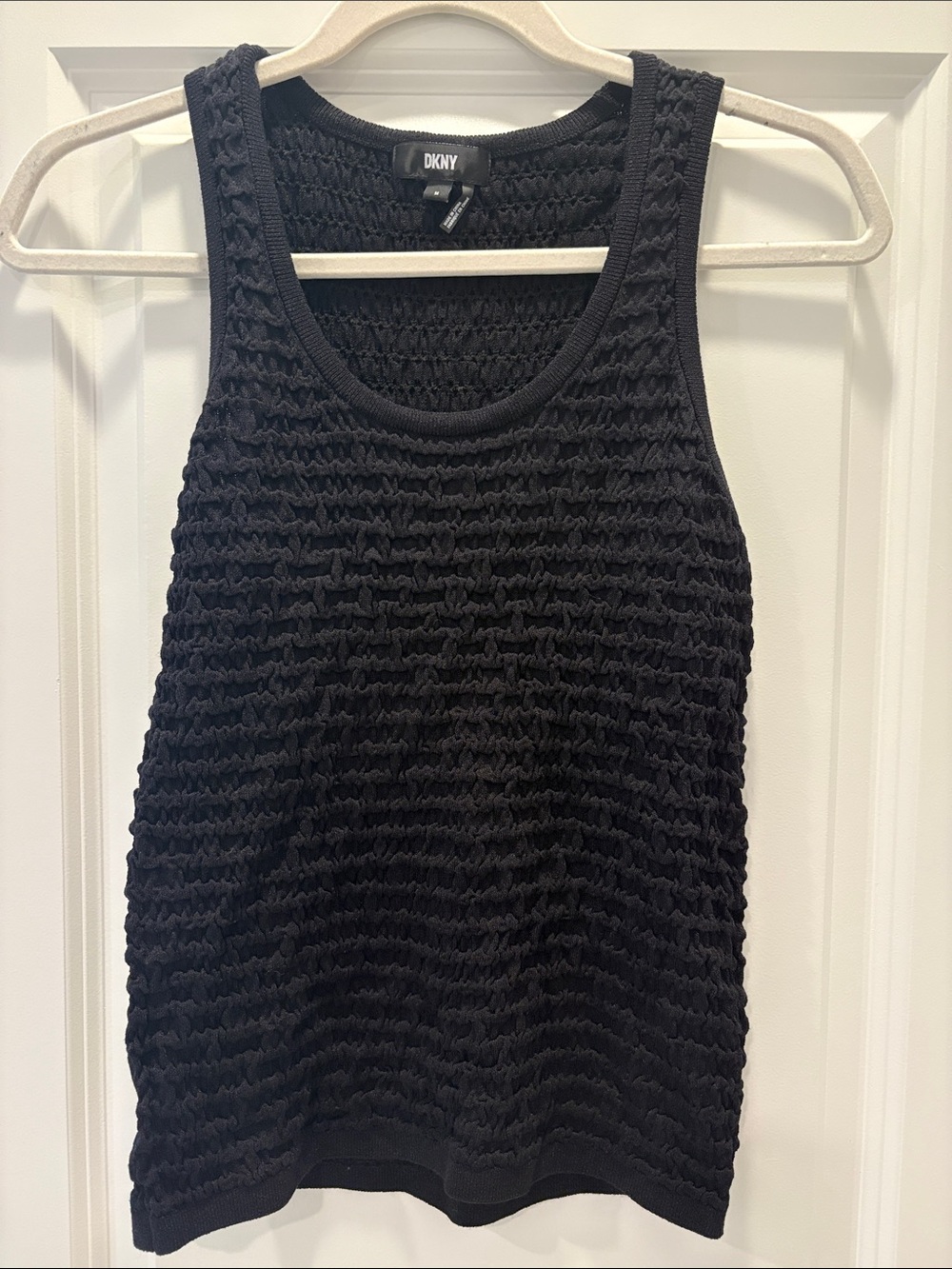 DKNY Black Textured Knit Scoop Neck Tank